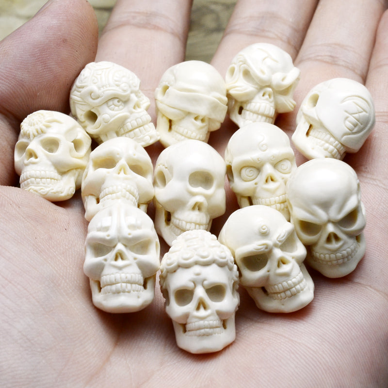 JOLLY STORE Crafts Skull Beads Antiqued Ivory Color